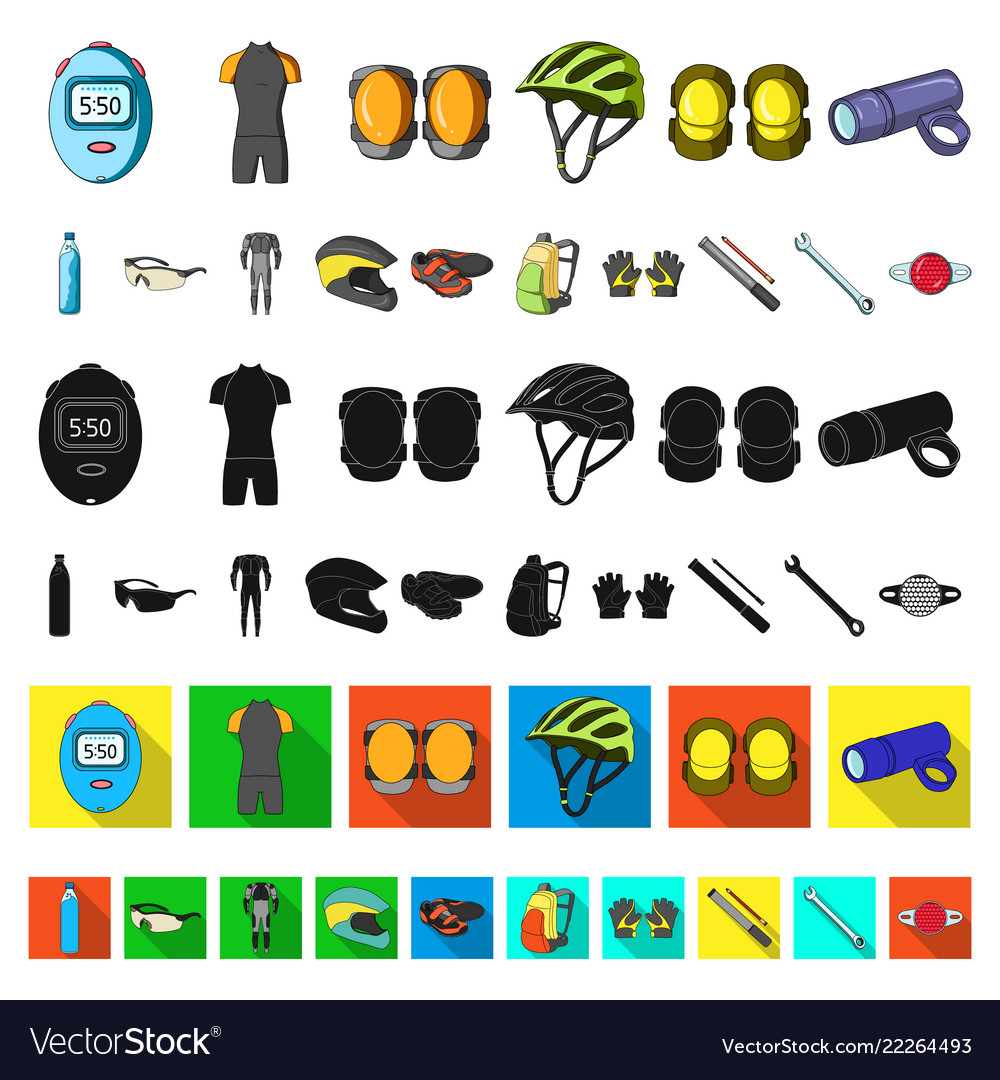 Bicycle outfit cartoon icons in set collection Vector Image