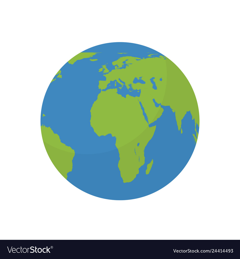 Globe world map with shadow on a white background Vector Image