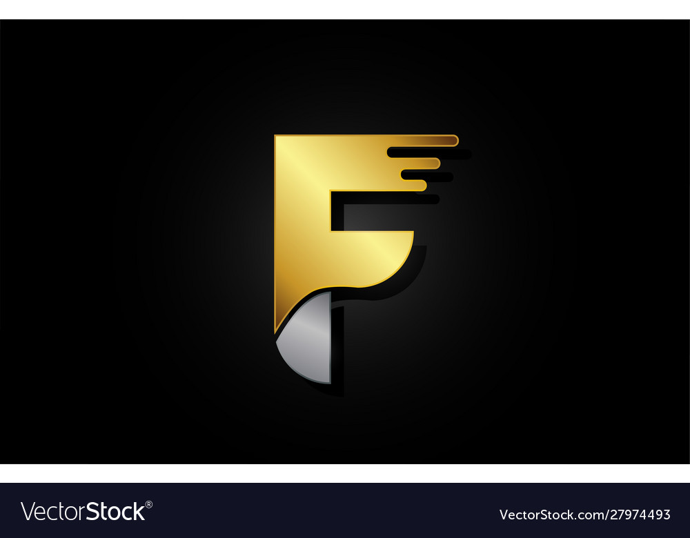 Gold or golden alphabet letter f for company icon