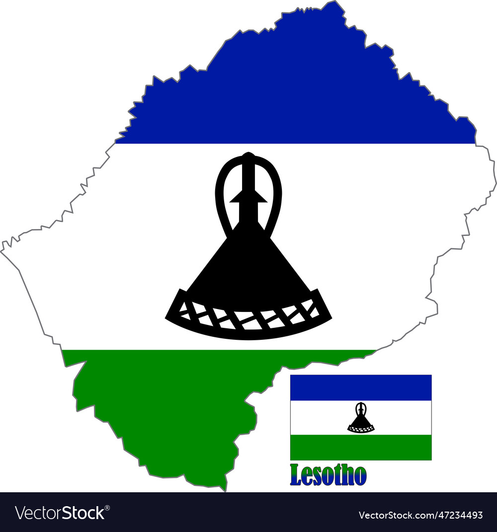 Lesotho map and flag Royalty Free Vector Image