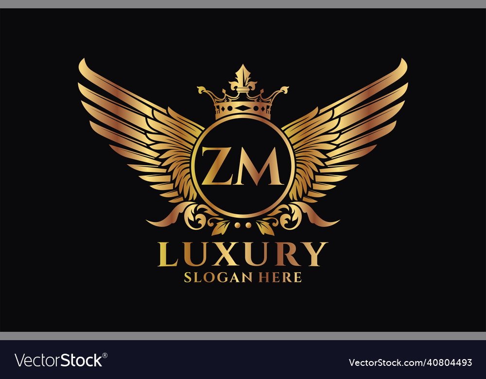 Luxury royal wing letter zm crest gold color logo