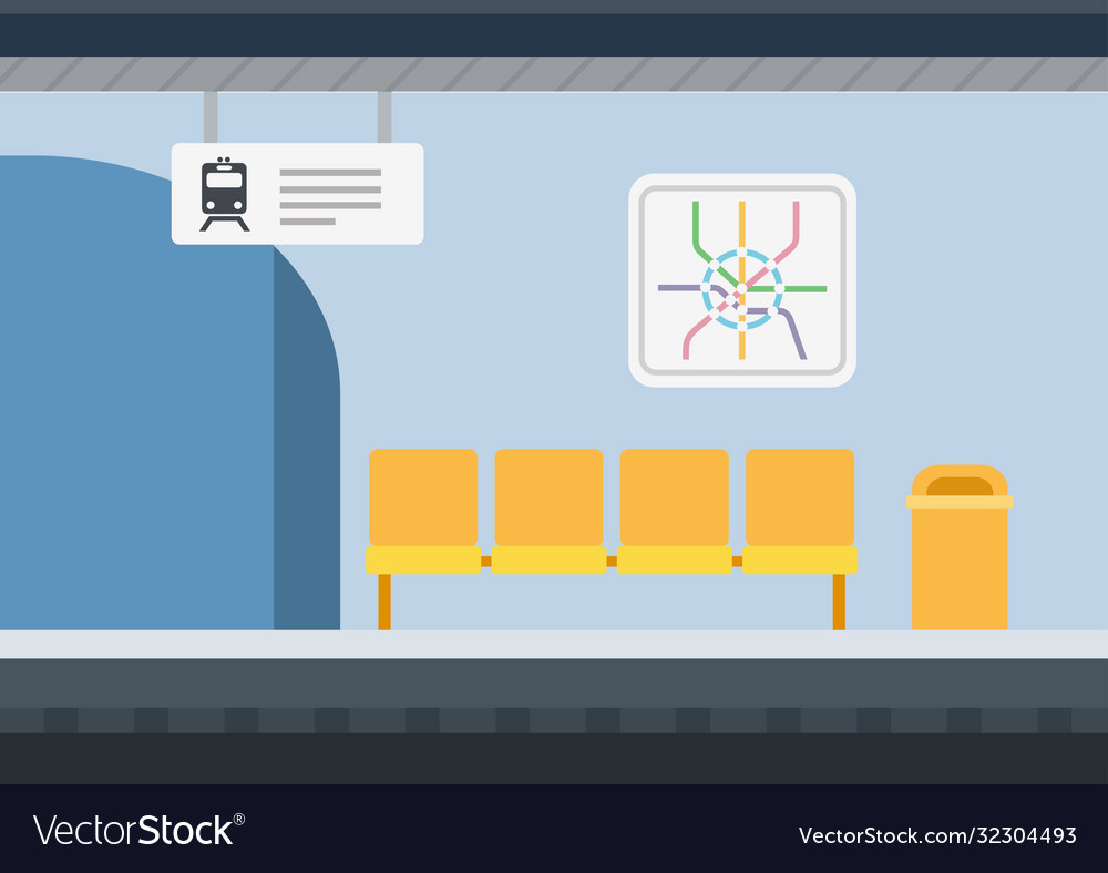 Place rest waiting bench at metro station