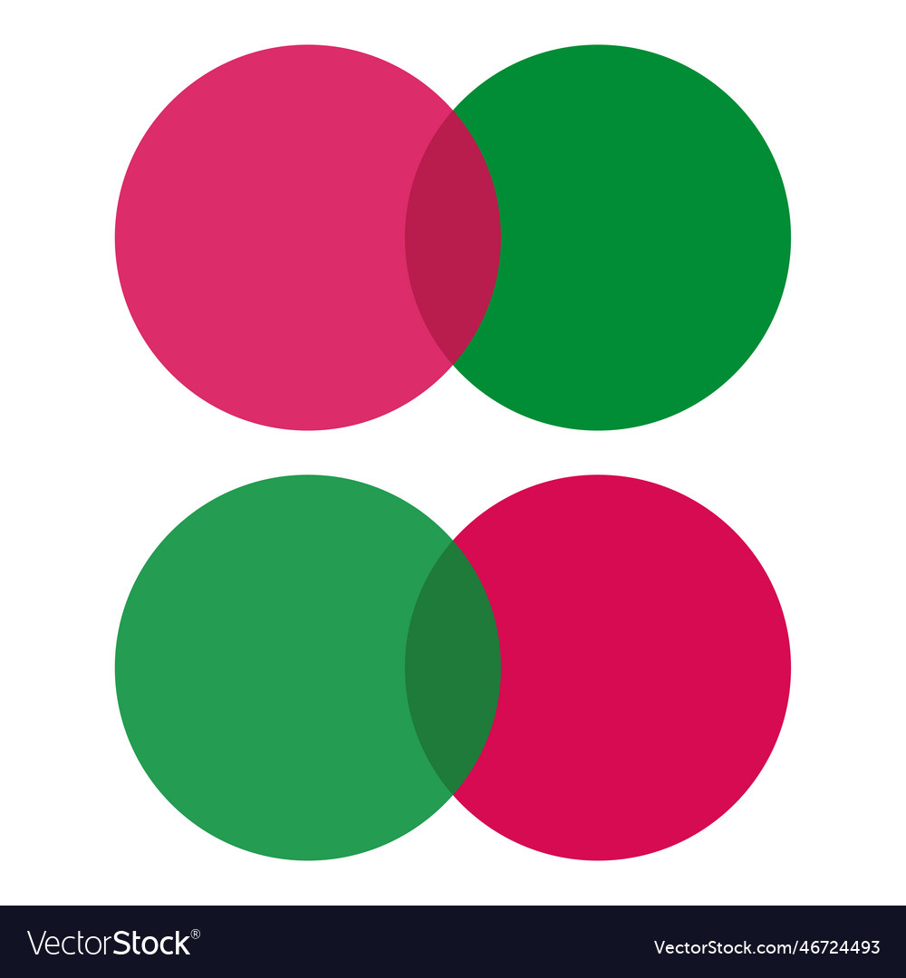 Red green intersecting circles round shape