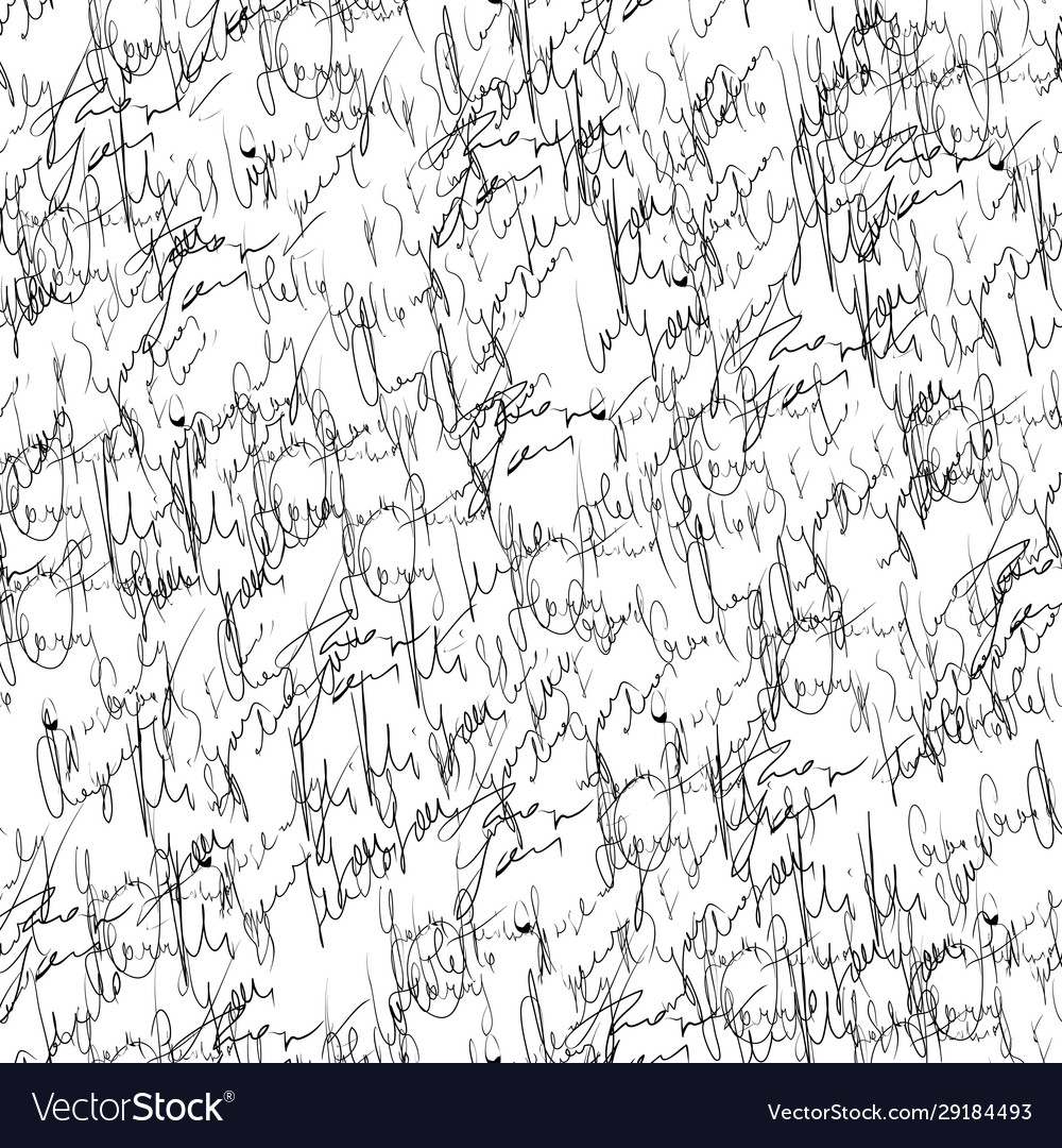 Seamless abstract text pattern handwritten font vector image Seamless abstract text pattern handwritten font