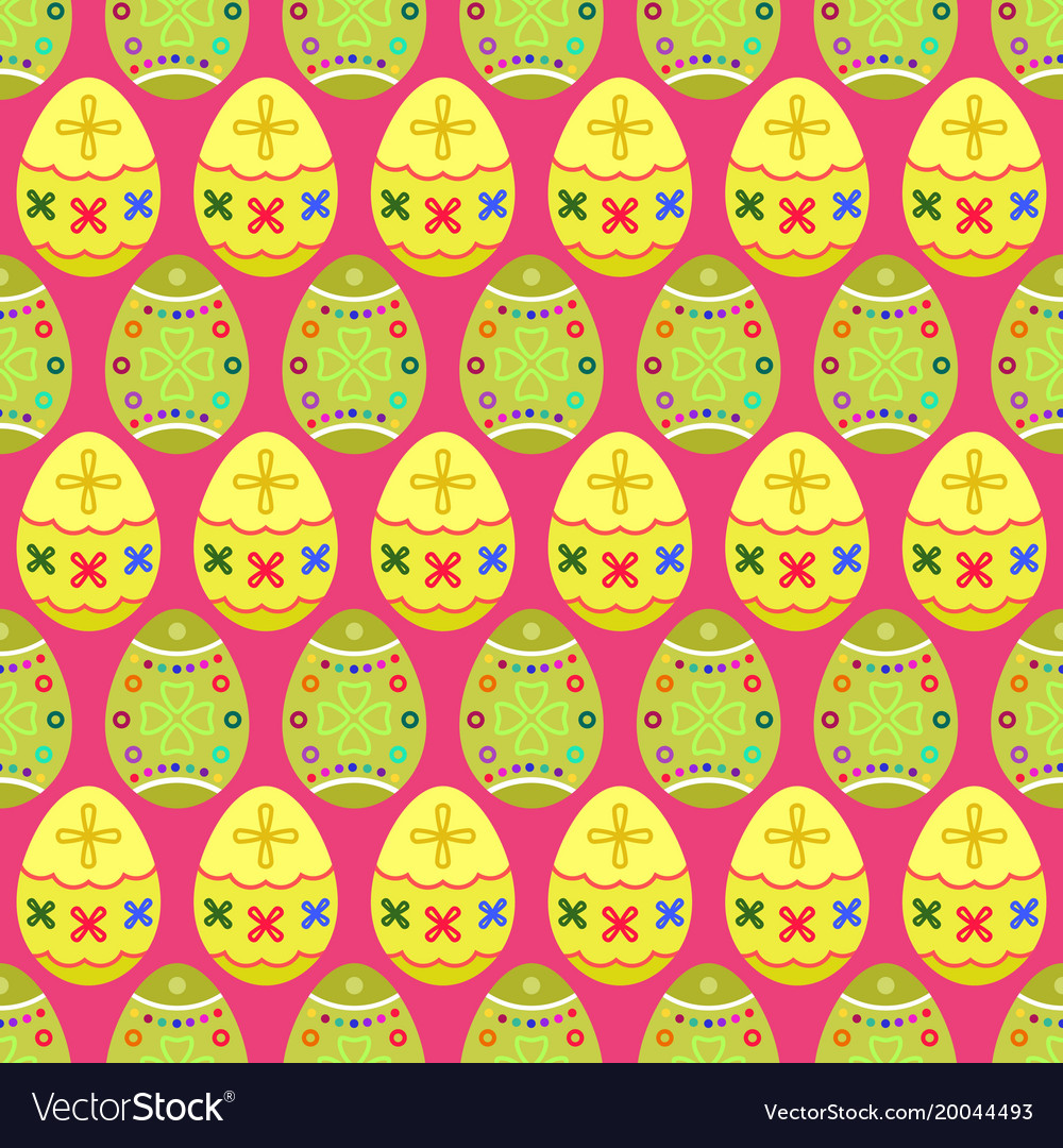 Seamless pattern of yellow and green tilted easter