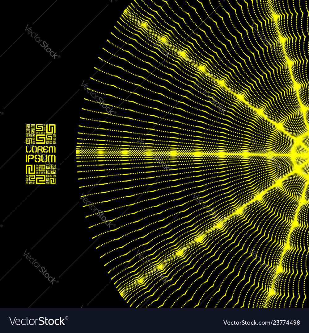 Array dynamic flowing particles 3d grid vector image Array dynamic flowing particles 3d grid