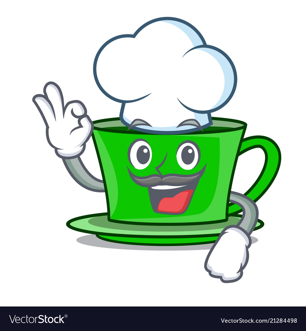 Chef green tea character cartoon Royalty Free Vector Image