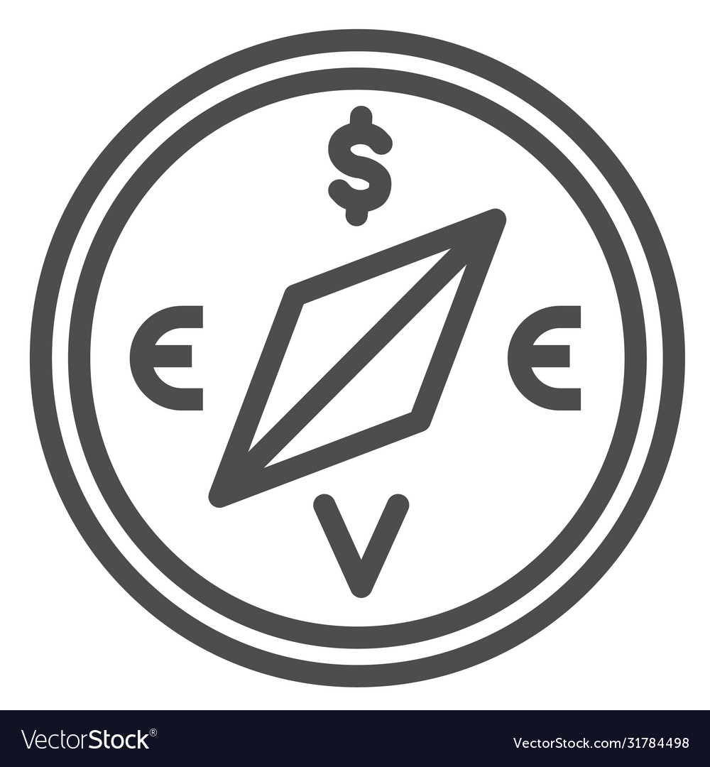 Compass with dollar and euro sign line icon