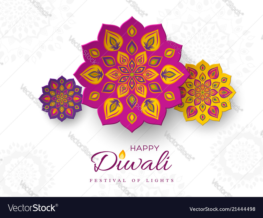 Diwali festival holiday design with paper cut Vector Image