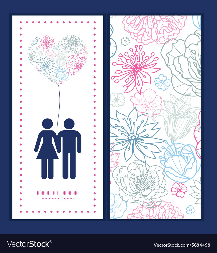 Gray and pink lineart florals couple in love