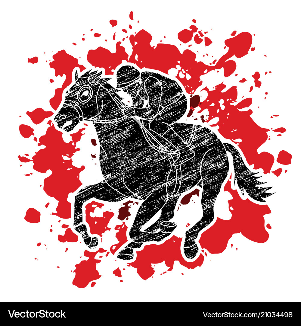 Horse racing with jockey Royalty Free Vector Image
