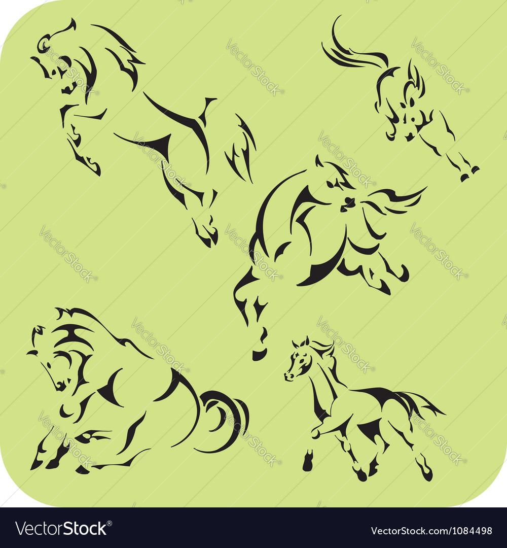 Light horses - set vinyl-ready Royalty Free Vector Image