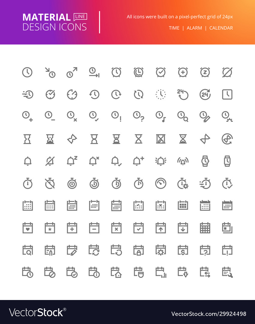 Material design icons set Royalty Free Vector Image