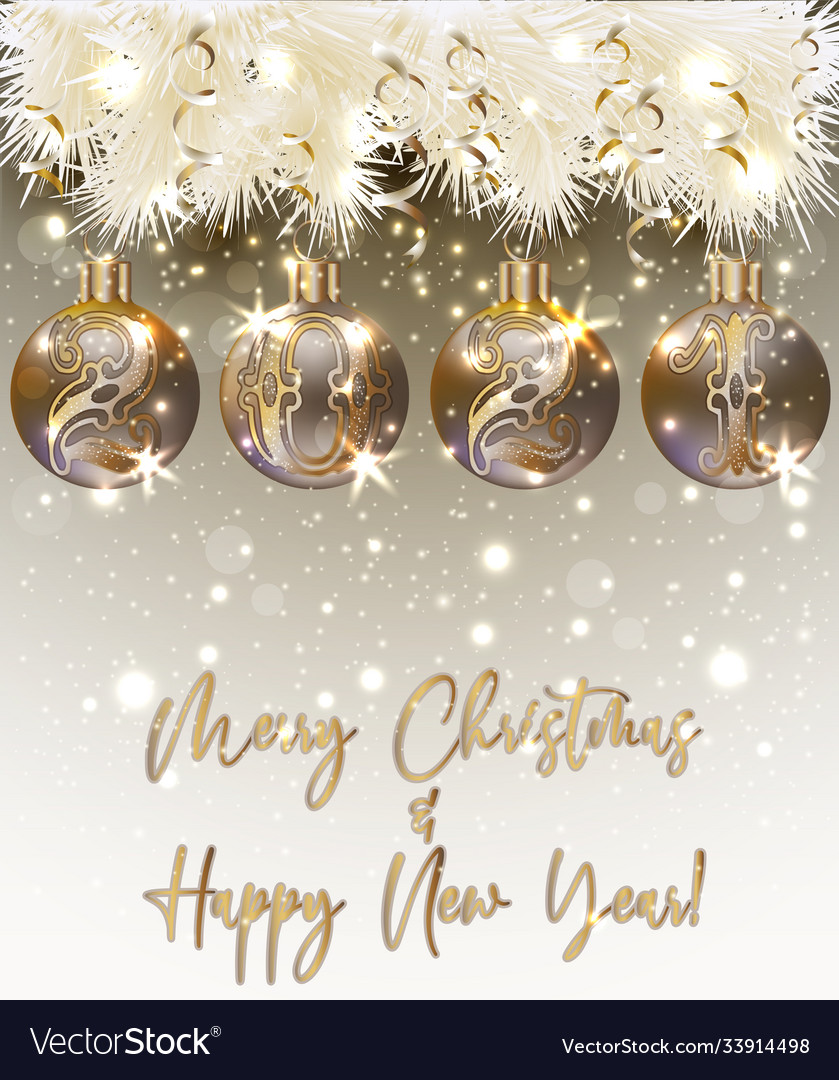 Merry christmas happy new 2021 year greeting card Vector Image