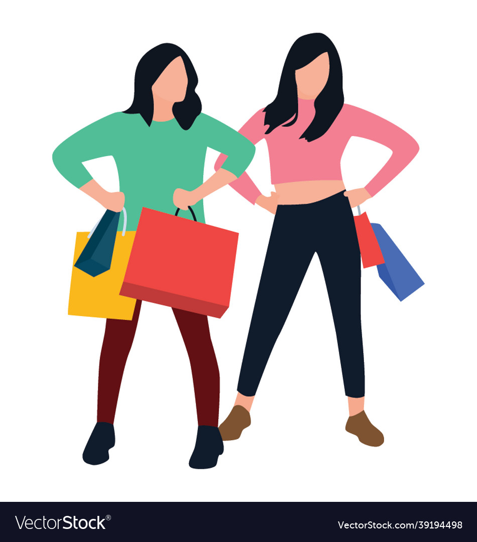 Shopping girls Royalty Free Vector Image - VectorStock