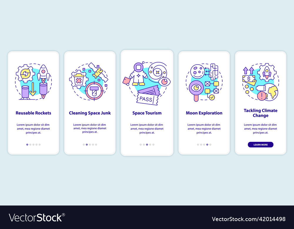 Space technologies onboarding mobile app screen Vector Image