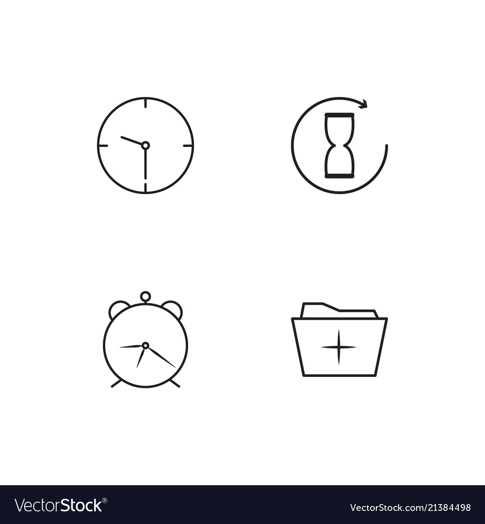 Time linear icons set simple outline