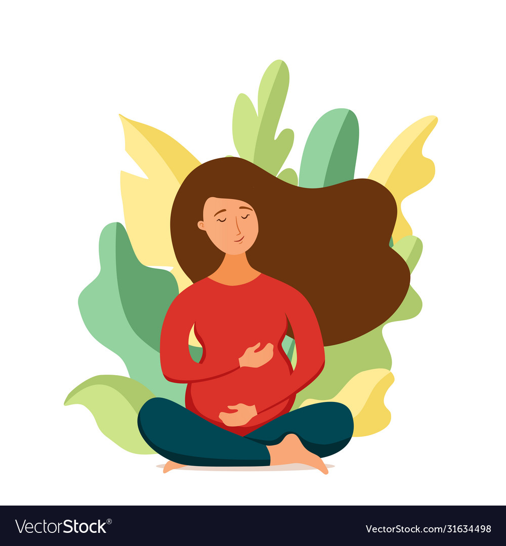 Young pregnant woman practicing yoga cartoon style Young pregnant woman practicing yoga cartoon style