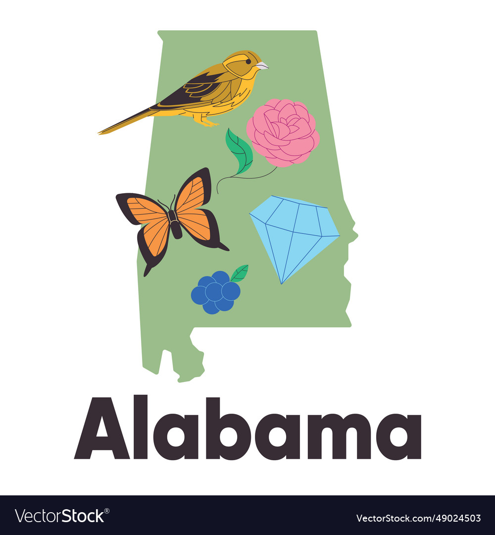 Alabama map icon of united states symbol yellow