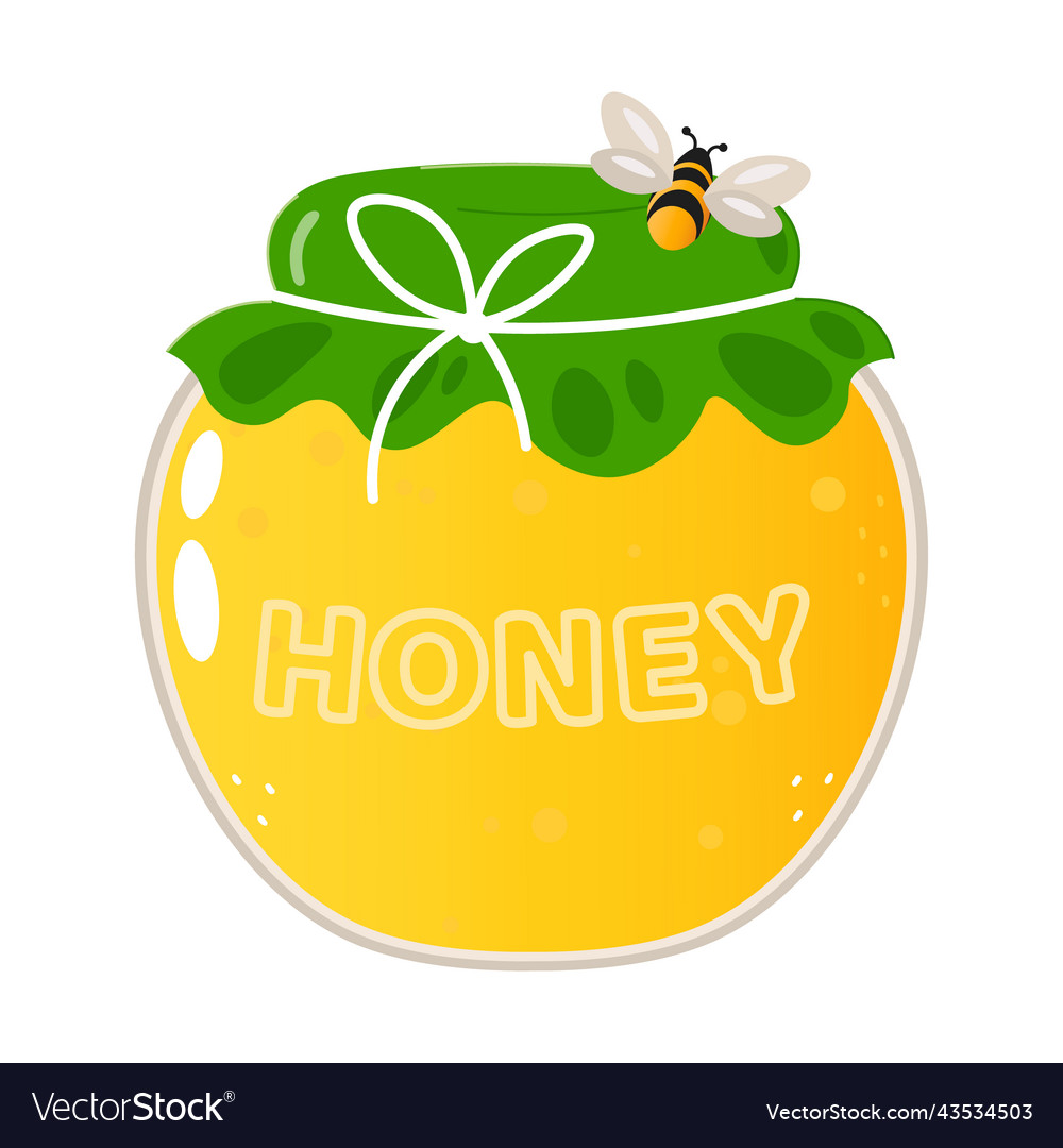 Cute funny jar of honey character hand drawn