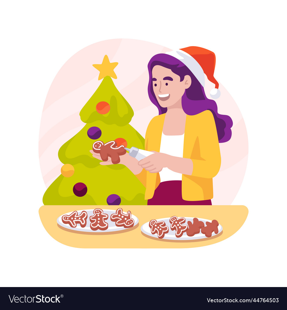 Decorating gingerbread man isolated cartoon Vector Image