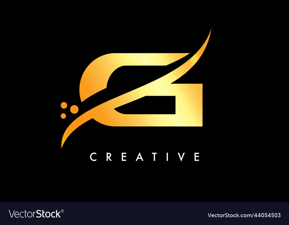 Golden g letter logo design with elegant creative