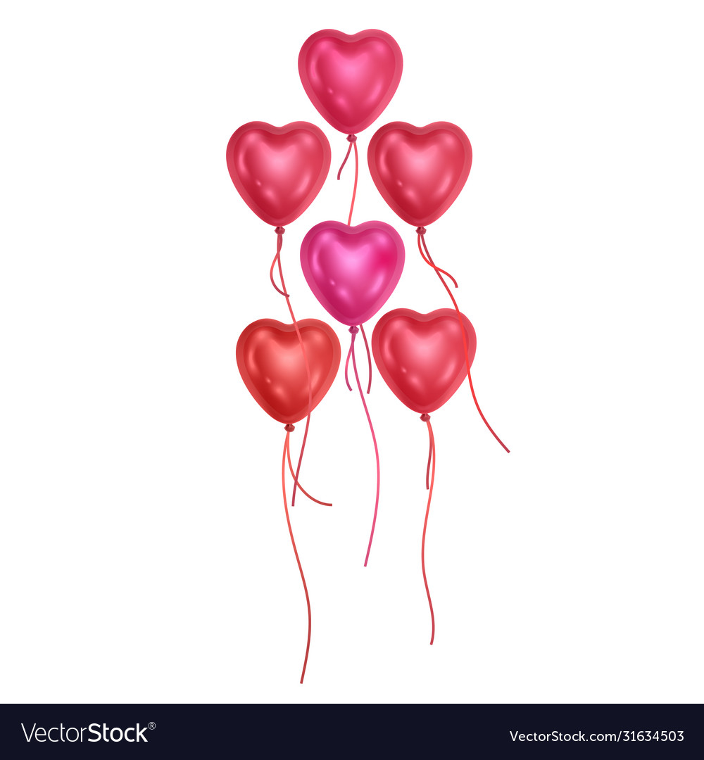 Heart shaped balloons set isolated on white