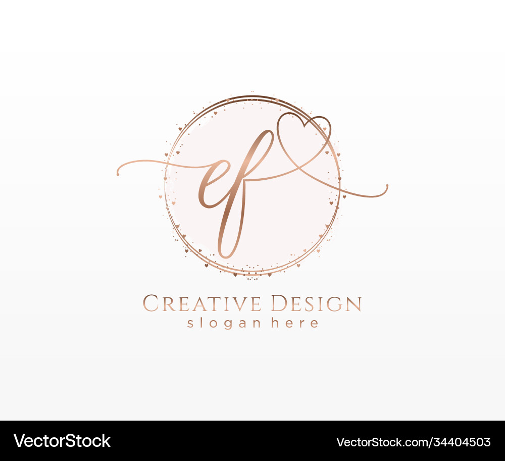 Initial ef handwriting logo with circle template Vector Image