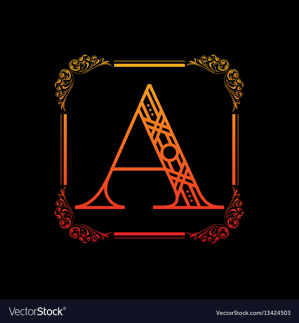 Letter a with ornament Royalty Free Vector Image