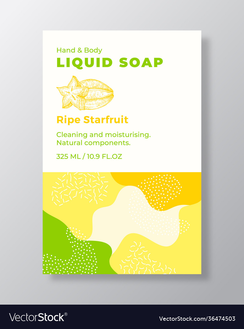 Liquid soap package label template abstract Vector Image