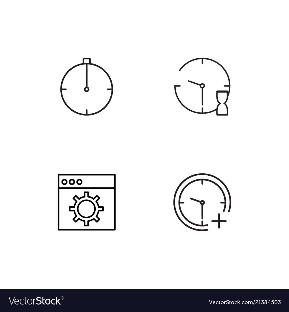 Time linear icons set simple outline