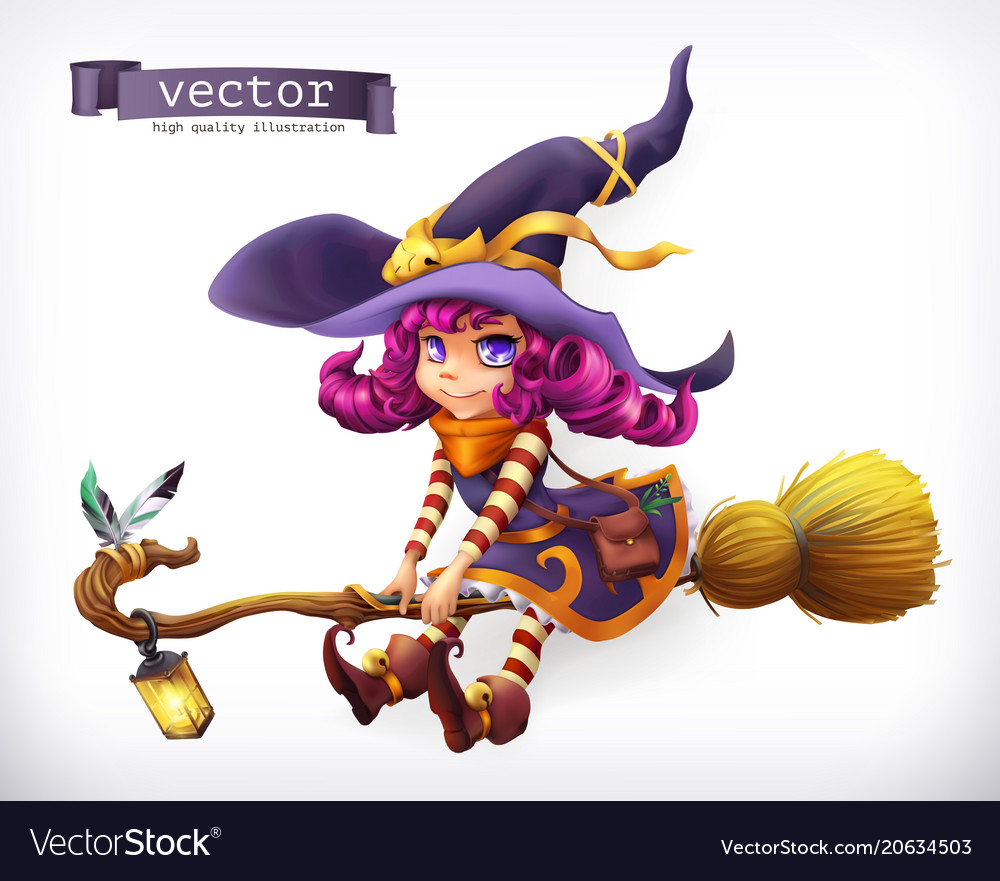 Witch happy halloween 3d icon vector image Witch happy halloween 3d icon