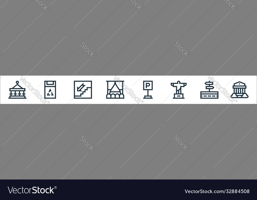 City life line icons linear set quality