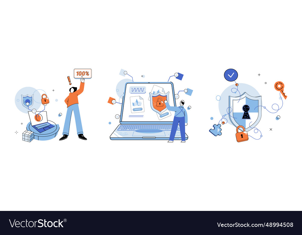 Cybersecurity concept set secure passwords Vector Image