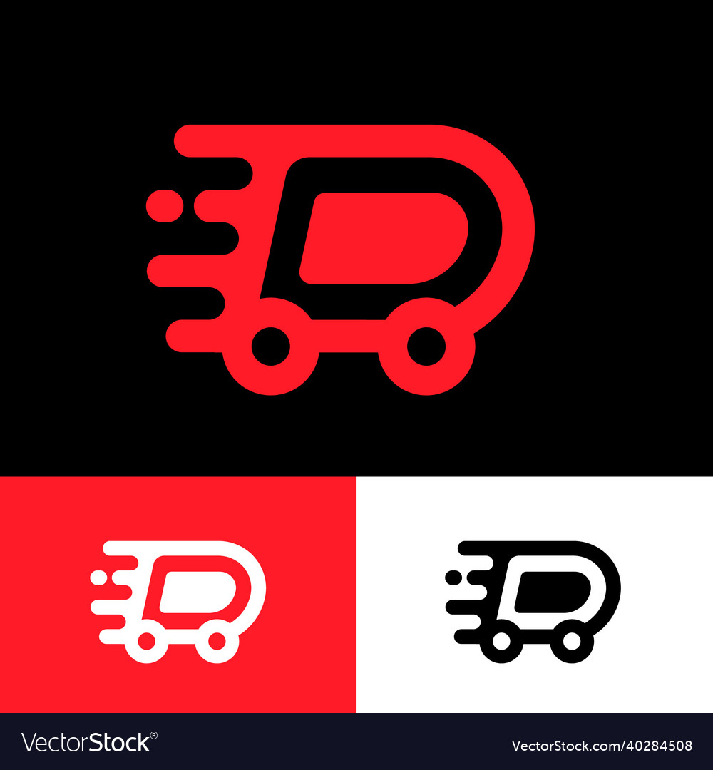 Delivery logo dynamic letter d wheels car track