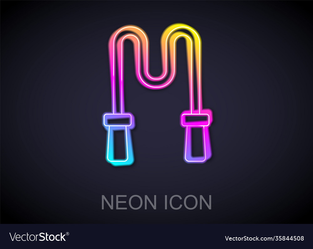 Glowing neon line jump rope icon isolated on black vector image Glowing neon line jump rope icon isolated on black