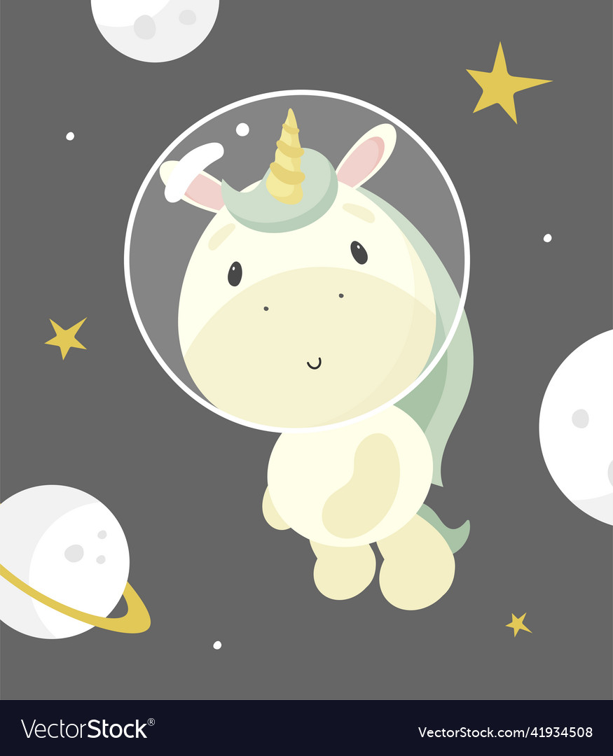 Magic unicorn in the space