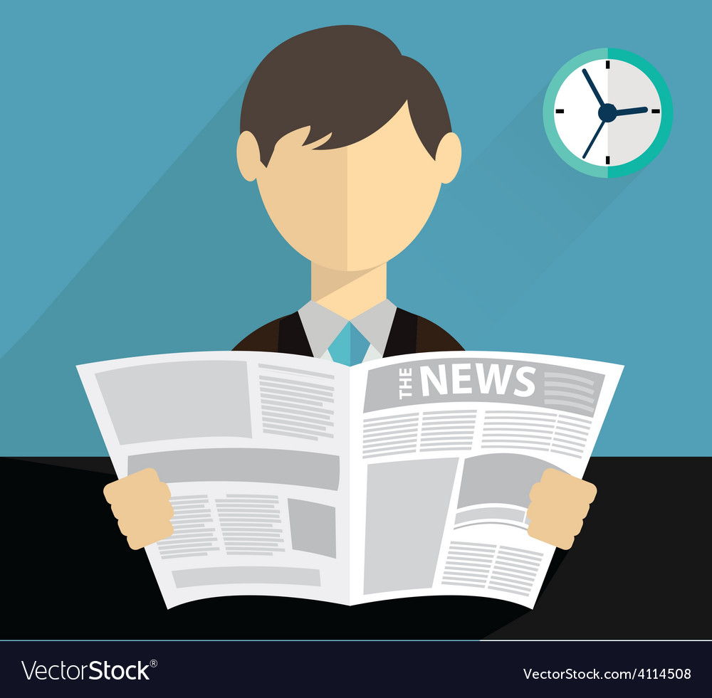 Man reading newspaper Royalty Free Vector Image