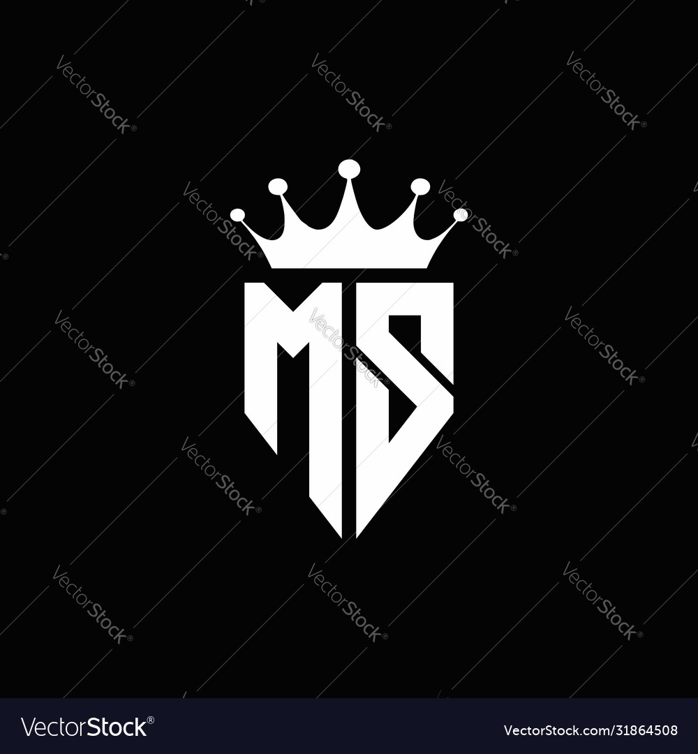 Ms Logo Monogram Emblem Style With Crown Shape Vector Image