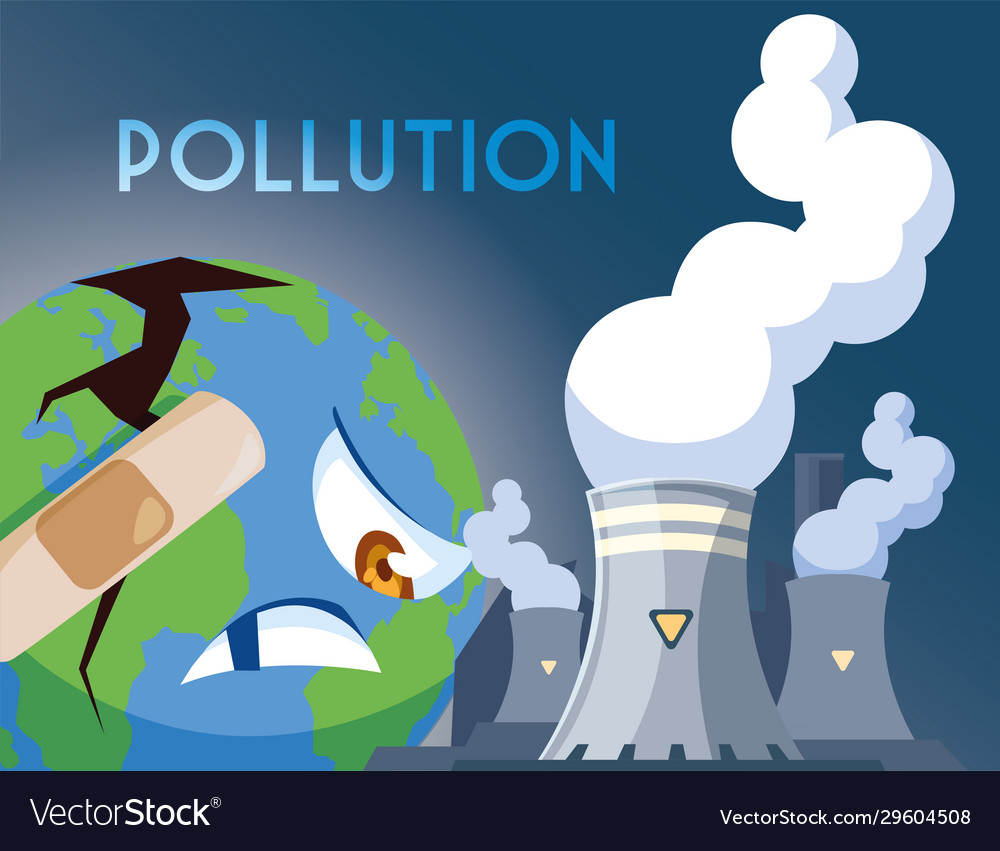 Planet earth sick from pollution Royalty Free Vector Image