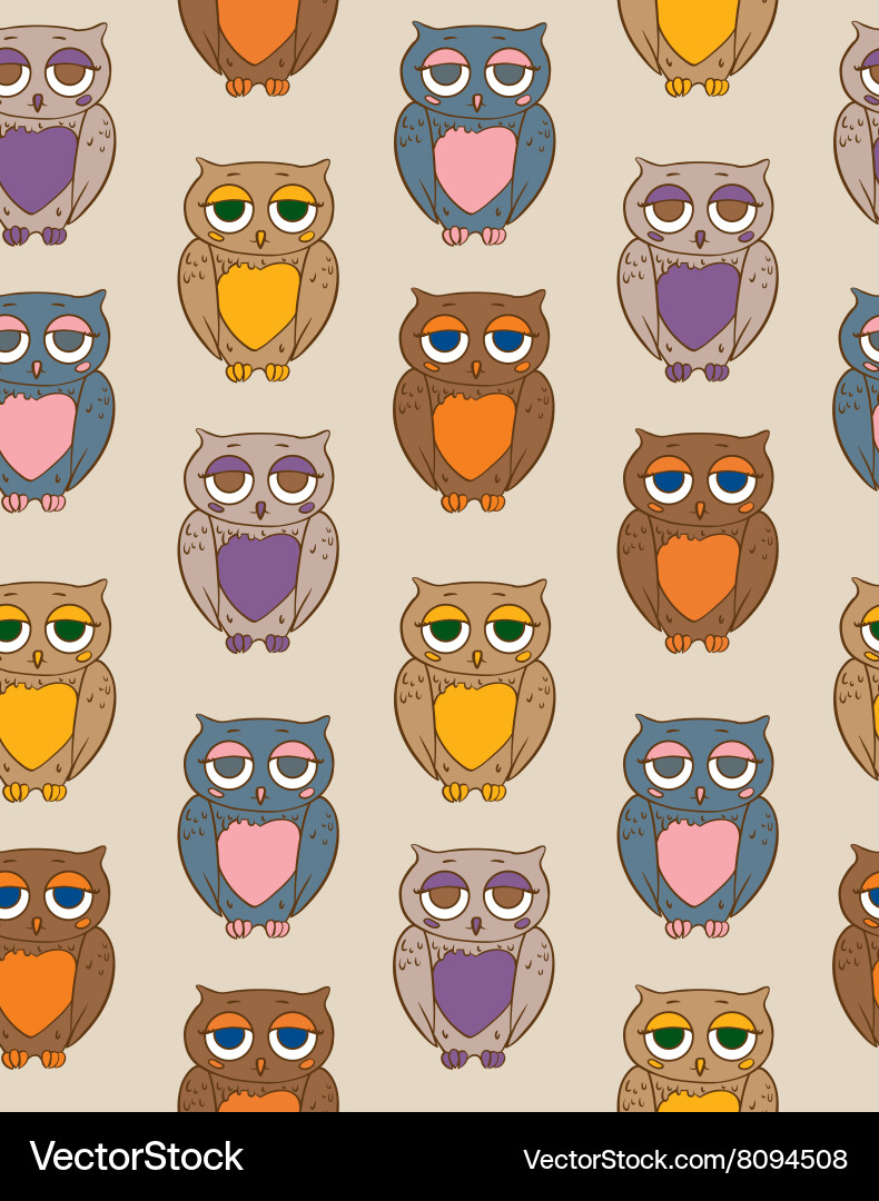 Seamless pattern with owls Royalty Free Vector Image