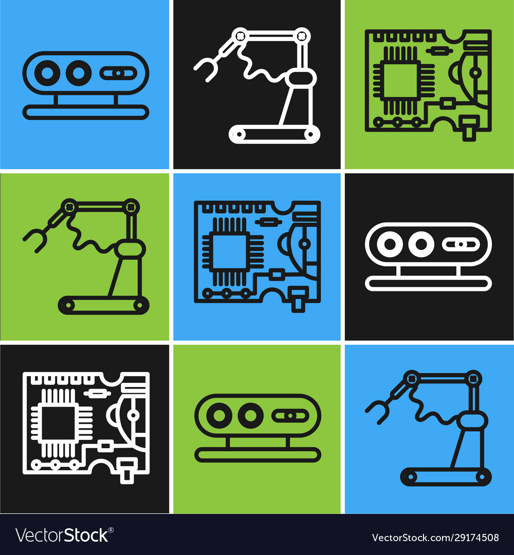Set line 3d scanning system printed circuit board vector image Set line 3d scanning system printed circuit board