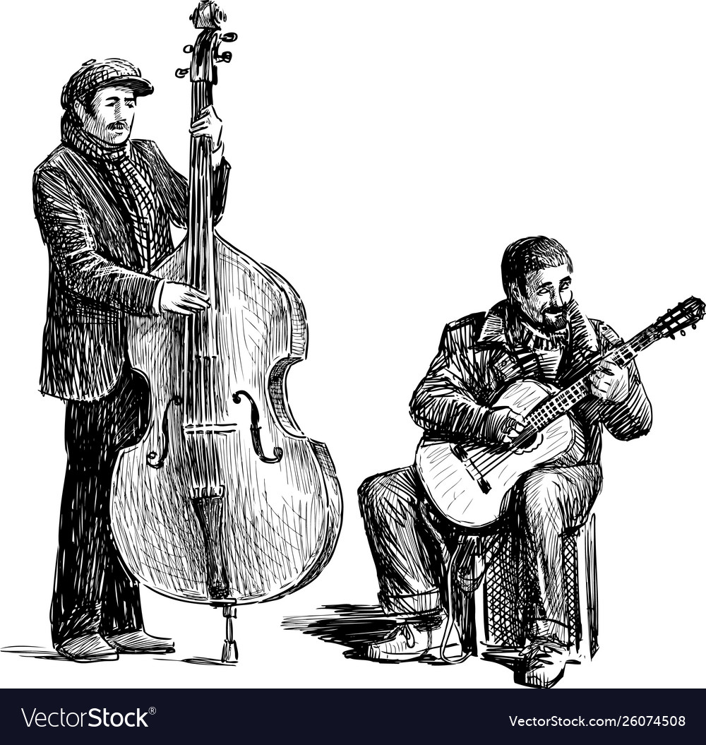 Sketch street musicians Royalty Free Vector Image