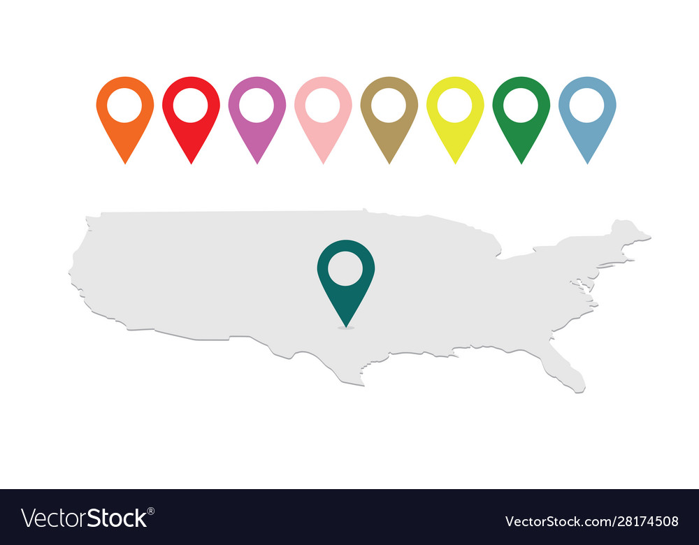Usa map perspective view with pointers vector image Usa map perspective view with pointers