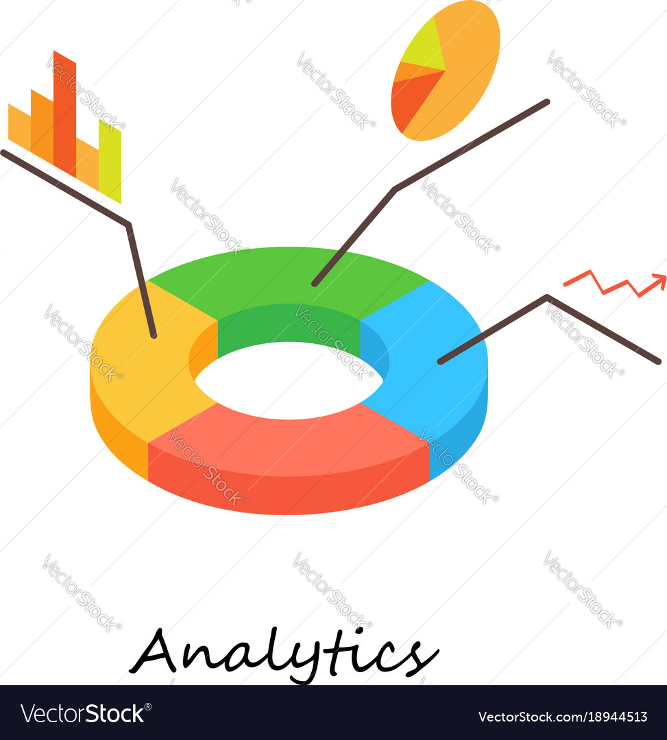 Analytics icon isometric 3d style Royalty Free Vector Image