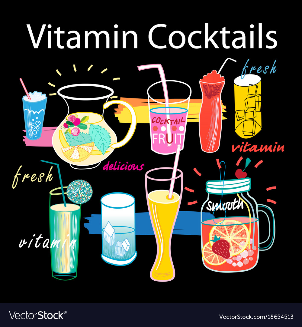 Beautiful graphics set of vitamin cocktails