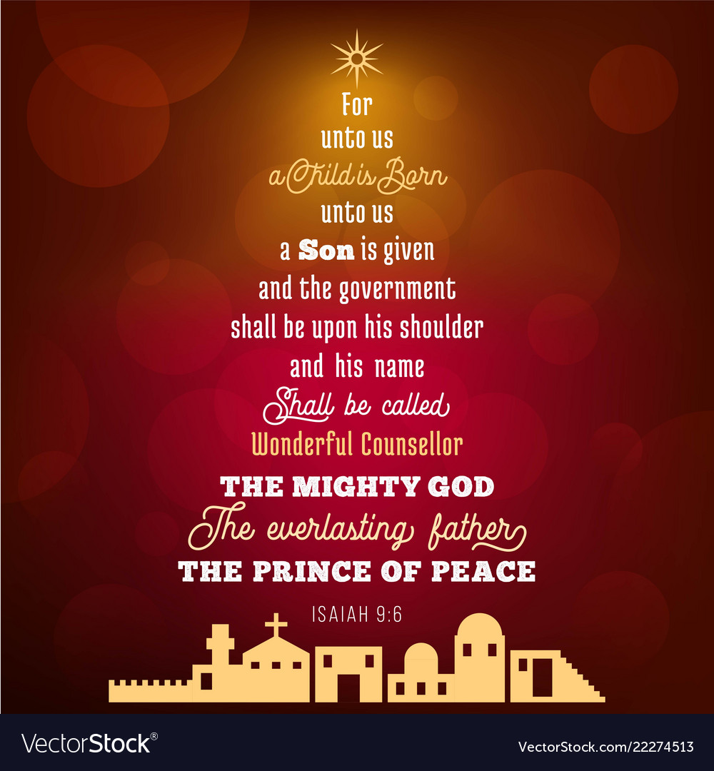 Bible verse from isaiah 96 about jesus christ a Vector Image