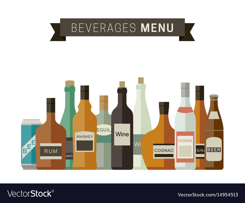 Bottles of alcoholic beverages Royalty Free Vector Image