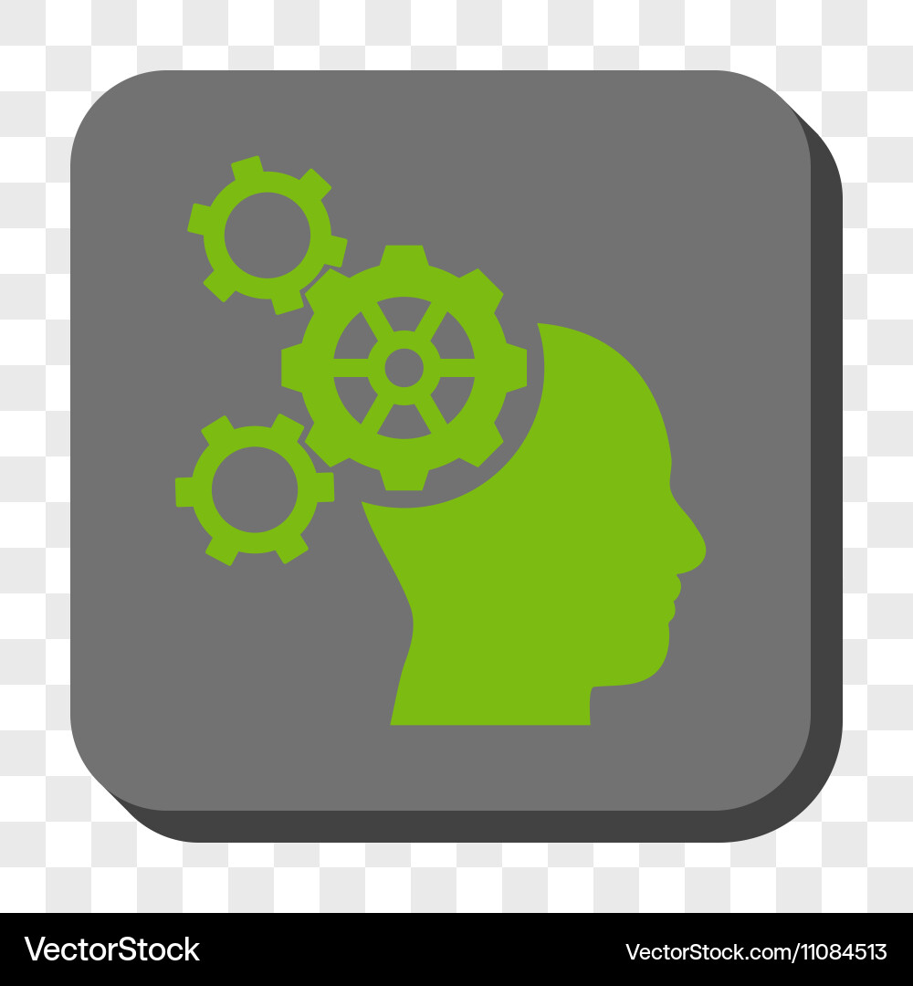 Brain mechanics rounded square button Royalty Free Vector