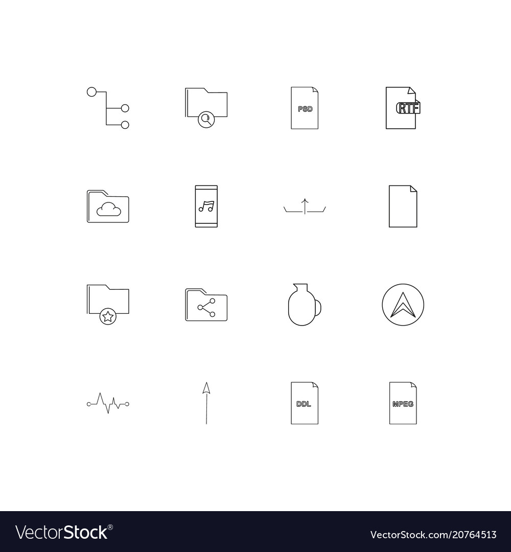 Files and folders sign linear thin icons set